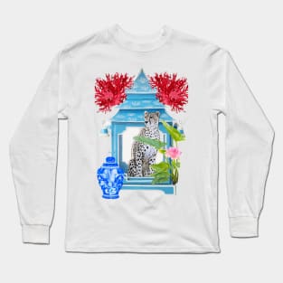 Pagoda, corals, chinoiserie leopard and ginger jar Long Sleeve T-Shirt